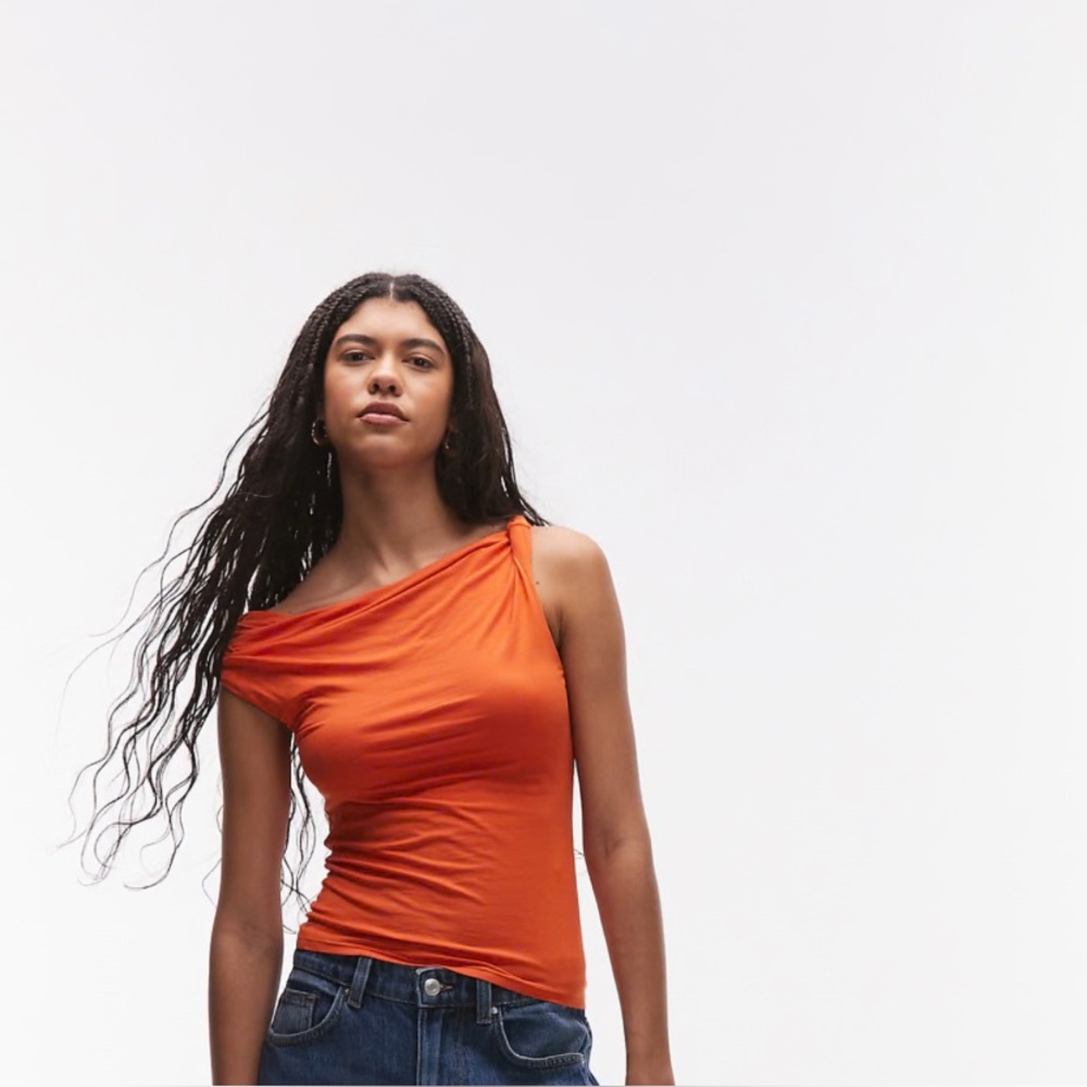 Topshop Orange Asymmetric Tank Top